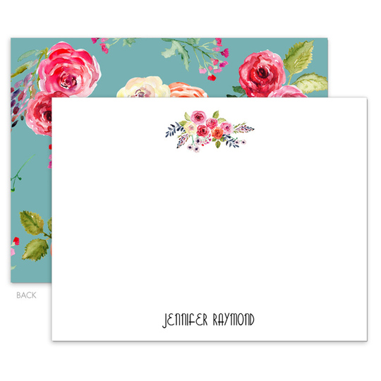 White Floral Bunch Flat Note Cards